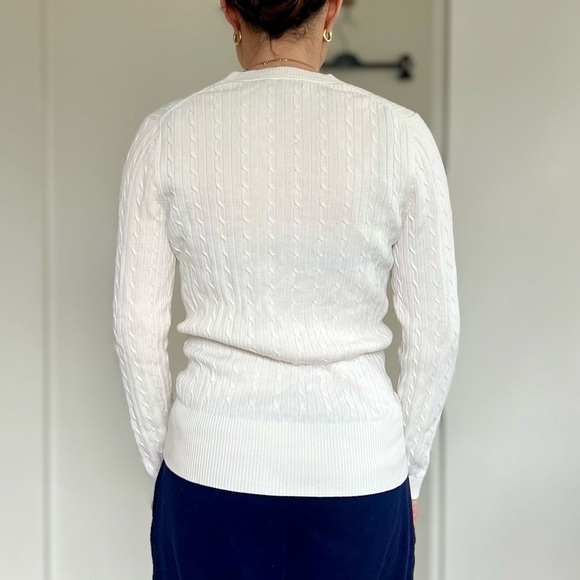 Vintage Y2K Tommy Hilfiger Cable Knit V-Neck Sweater - Prep Coastal Old Money - Picture 3 of 12